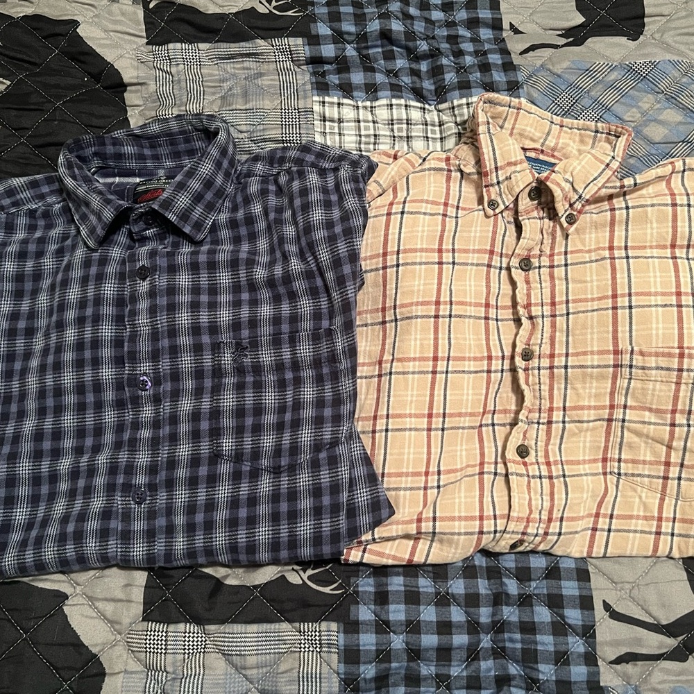 Vintage Racing Green British Flannel + Towncraft Plaid Bundle - Men’s Large
